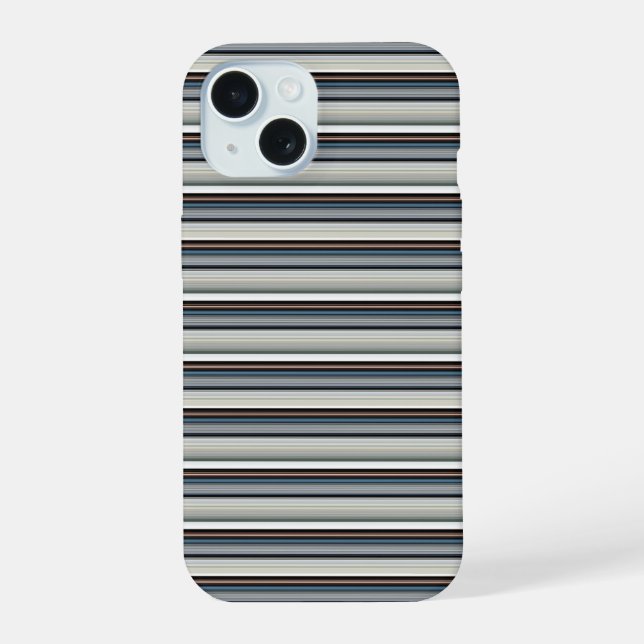 Cute grey white stripes iPhone 15 case (Back)