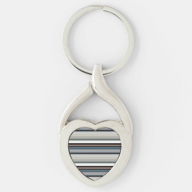 Cute grey white stripes key ring (Front)