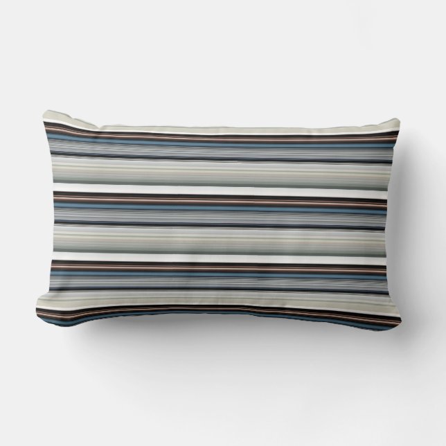 Cute grey white stripes lumbar cushion (Front)