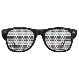 Cute grey white stripes retro sunglasses