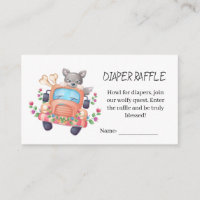 Cute Grey Wolf Baby Shower Diaper Raffle 