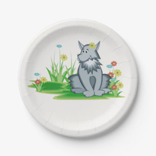 Cute Grey Wolf Kids Woodland Party Decor  Paper Plate
