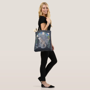 cute grey wolf lovers tote bag