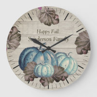 Cute Grey Wood Autumn Fall Blue Pumpkin Large C