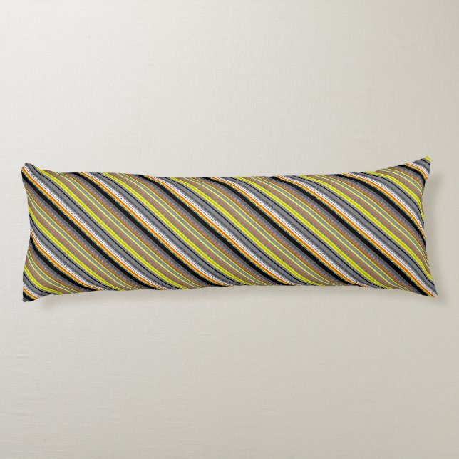 Cute grey yellow orange aztec patterns body cushion (Back)