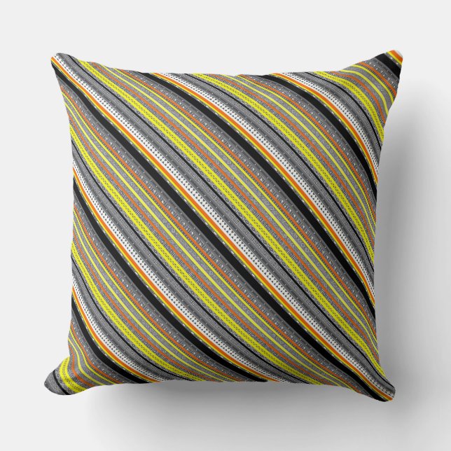 Cute grey yellow orange aztec patterns cushion (Front)