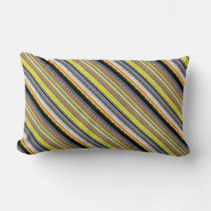 Cute grey yellow orange aztec patterns lumbar cushion