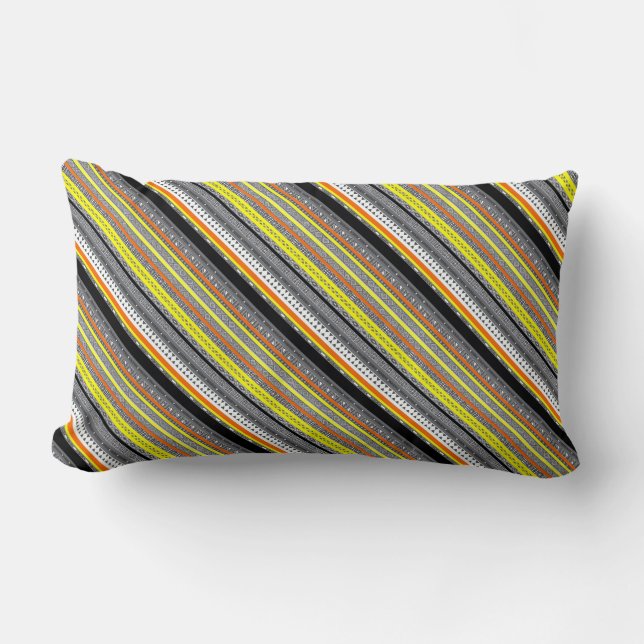 Cute grey yellow orange aztec patterns lumbar cushion (Front)
