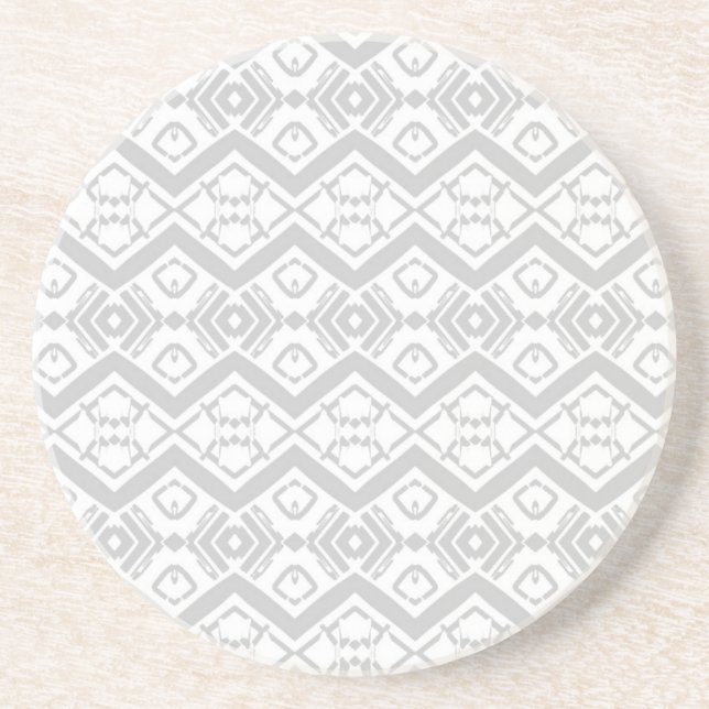 Cute grey zigzag pattern  mug button coaster (Front)