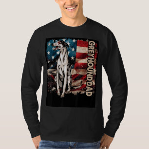 Cute Greyhound Dad American Flag Patriotic 4th Of T-Shirt