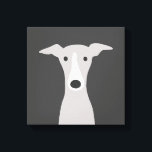 Cute Greyhound, Italian Greyhound or Whippet Dog Canvas Print<br><div class="desc">Cartoon style drawing of a grey and white Greyhound dog. A fun canvas print for anyone who loves Greyhounds,  Italian Greyhounds or Whippets. Visit Jenn's Doodle World for even more cute animal art and pet lover's illustrations.</div>