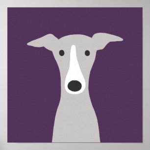 Cute Greyhound, Italian Greyhound or Whippet Dog Poster