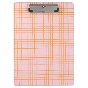 Cute Grid Lines Pattern Pastel Pink and Orange Clipboard