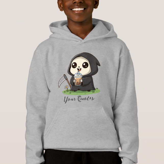 Cute Grim Reaper Drinking Boba Tea (Front)