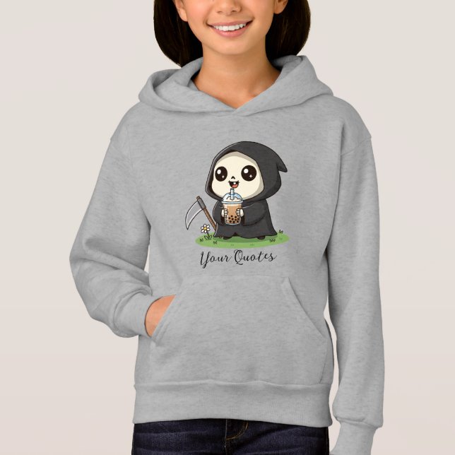 Cute Grim Reaper Drinking Boba Tea (Front)