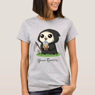 Cute Grim Reaper Drinking Boba Tea T-Shirt