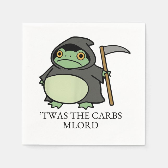 Cute Grim Reaper Frog – ’Twas the Carbs M’Lord Napkin (Front)