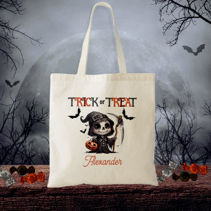 Cute Grim Reaper Kid's Trick or Treat Halloween Tote Bag