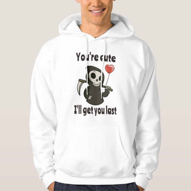 Cute Grim Reaper with romantic heart Hoodie (Front)