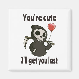 Cute Grim Reaper with romantic heart Magnet