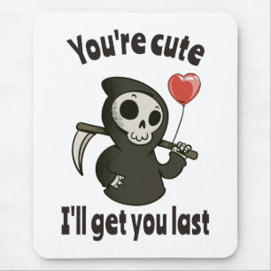 Cute Grim Reaper with romantic heart Mouse Pad