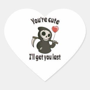 Cute Grim Reaper with romantic heart Sticker