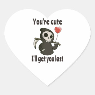 Cute Grim Reaper with romantic heart Sticker