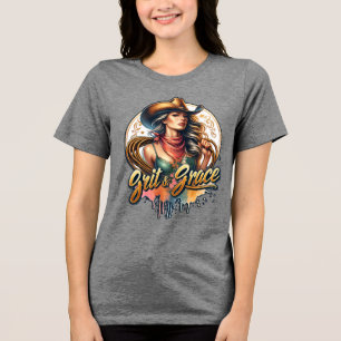 Cute grit grace Western Cowgirl  Tri-Blend Shirt