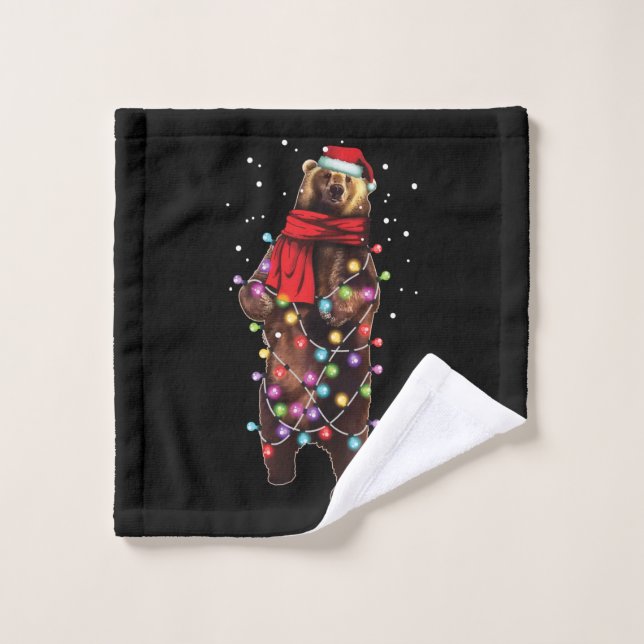 Cute Grizzly Bear Funny Christmas Holiday Gifts Wash Cloth (Wash Cloth)
