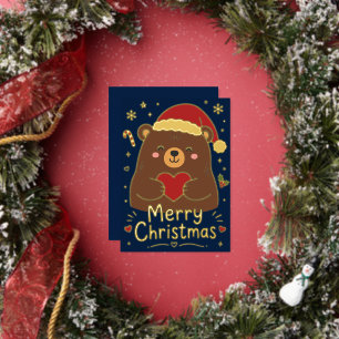 Cute Grizzly Bear Merry Christmas