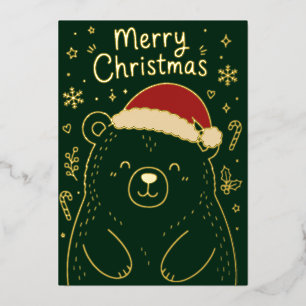 Cute Grizzly Bear Merry Christmas