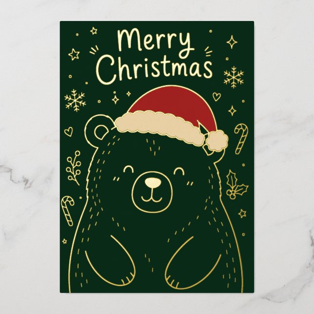 Cute Grizzly Bear Merry Christmas (Front)