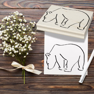 Cute Grizzly Bear Silhouette Rubber Stamp