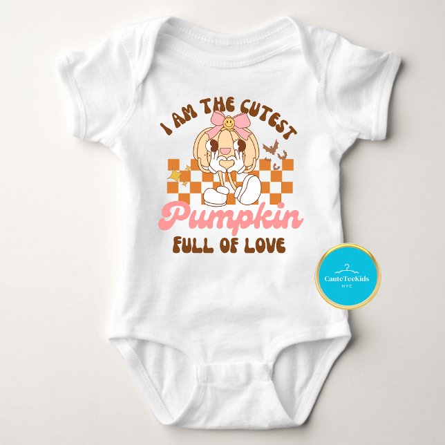Cute Groovy Baby Pumpkin Halloween Baby Bodysuit  (Creator Uploaded)