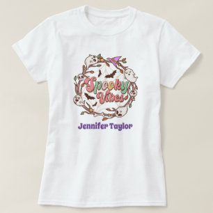 Cute Groovy Ghost, spooky vibes, halloween T-Shirt