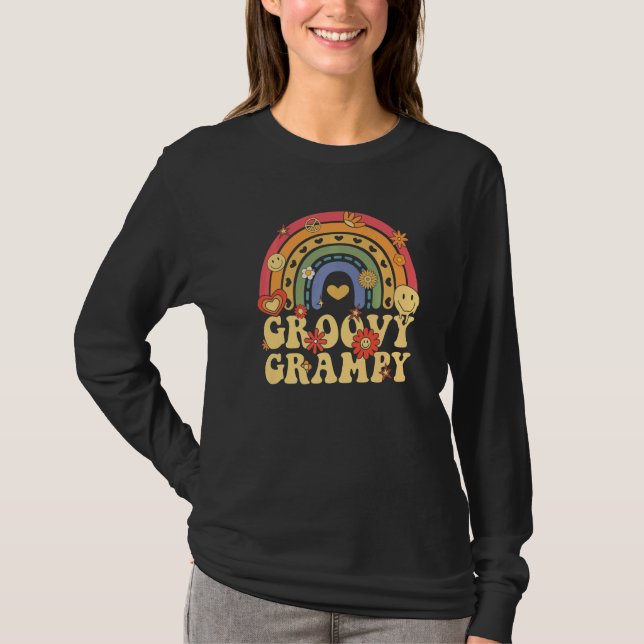 Cute Groovy Grampy Retro Groovy Rainbow T-Shirt (Front)