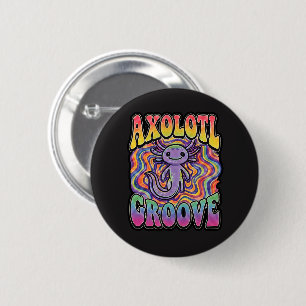 Cute Groovy Hippie Axolotl Retro 70s Rainbow Art 6 Cm Round Badge