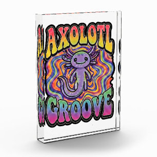 Cute Groovy Hippie Axolotl Retro 70s Rainbow Art Photo Block