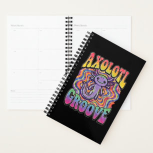 Cute Groovy Hippie Axolotl Retro 70s Rainbow Art Planner