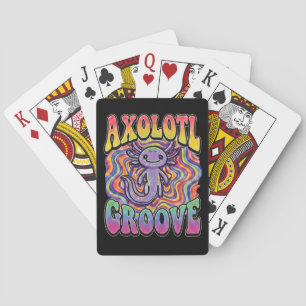 Cute Groovy Hippie Axolotl Retro 70s Rainbow Art Playing Cards