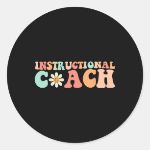 Cute Groovy Instructional Coach Crew Retro Back to Classic Round Sticker