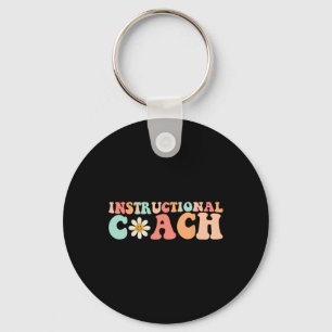 Cute Groovy Instructional Coach Crew Retro Back to Key Ring
