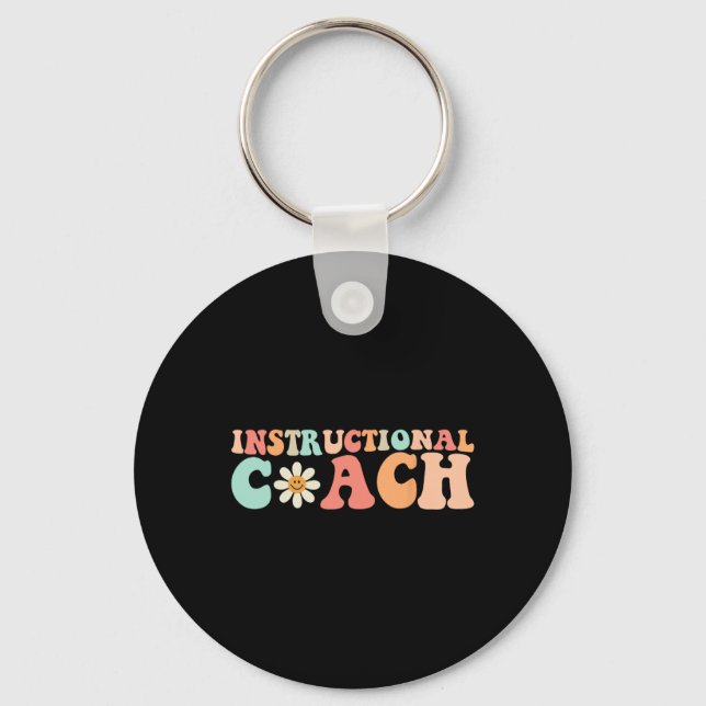 Cute Groovy Instructional Coach Crew Retro Back to Key Ring (Front)
