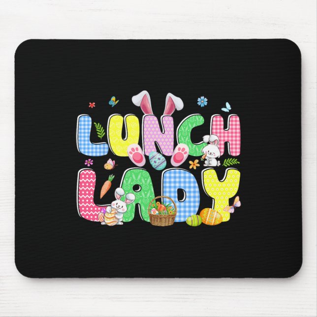 Cute Groovy Lunch Lady Bunny Ears Easter Eggs East Mouse Pad (Front)