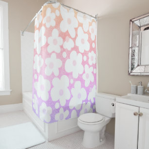 Cute Groovy Modern Retro Daisy Pattern Shower Curtain