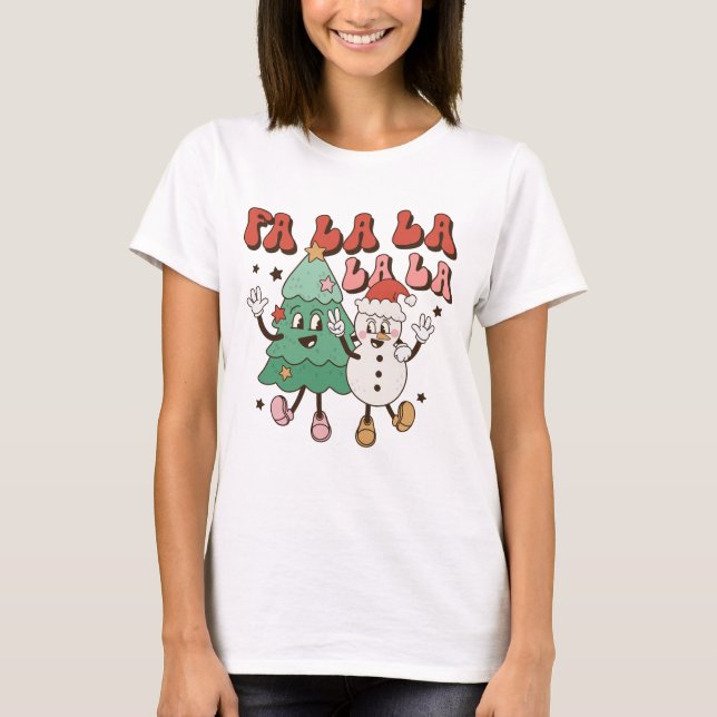 Cute Groovy Retro Christmas T-Shirt (Front)