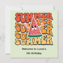 Cute Groovy Retro Summer Watermelon Party