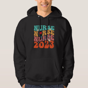 Cute Groovy Stethoscope Nurse Life Nursing Nurse W Hoodie