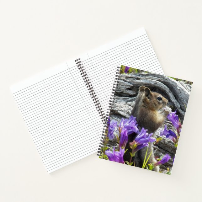 Cute Ground Squirrel and Wildflowers Nature Photo Notebook (Inside)
