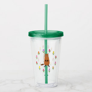 Cute Groundhog and Tulip Flowers Acrylic Tumbler